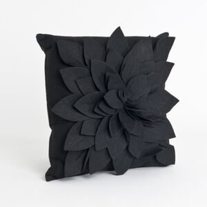 Black 3D Petals Square 15" Throw Pillow Covers (2) NEW